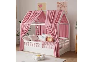 Zdada Hausbett Himmel, Betthimmel Hausbett Musselin mit 2 Stück Betthimmel, Stoffhimmel für Hausbetten Mädchen Jungen Baldachin Kinderbett Kinderzimmer Deko -67 x 270 cm Rosa