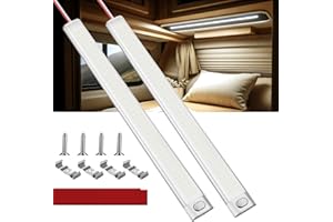 Zenovate Barre LED 12V Camping Car, 2PCS Reglette LED 12V avec Interrupteur, 1600LM Lampe LED 12V, Eclairage Voiture Lumineuse pour Voiture/Camion/Camping-Car/Bateau/Van/Interieur