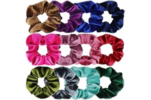 BYNSAER Scrunchies Haargummis Samt Set, 12 Stück Velvet Haarbänder Haarschmuck für Mädchen, Haar Gummibänder Elastischer Bunte für Damen Frauen Pferdeschwanz (Dunkle Farbe)