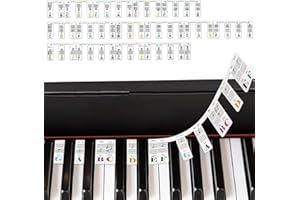 BFSYRR Piano Keyboard Stickers, Removable Beginner Keyboard Note Stickers, Portable Piano Note Labels, 88/61 Piano Notes Overlay Suitable for Most Pianos