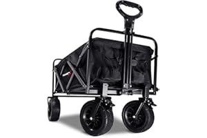 MoverX 120L Festival Trolley on Wheels, Folding Wagon, Portable Camping Cart, Collapsible Foldable Trolly for Beach Outdoor Garden Picnic Shopping Fishing, Wide Wheels, Adjustable Handle, Black