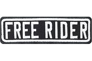 PATCH KING Biker Aufnäher: Free Rider Rank Patch Motorradclub - Rang Abzeichen MC Club Aufbügler - Geschenk Motorradfahrer Sticker zum aufnähen Lederjacke/Boots/Koffer - schwarz - 100x30mm