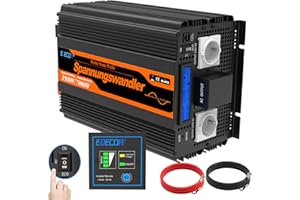 EDECOA Wechselrichter 12v auf 230v Reine Sinus Spannungswandler 3500W und LCD-Bildschirm mit Fernbedienung 2X USB für Wohnmobil solaranlage Power Inverter