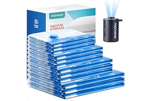 MONVANE Bolsas Vacío Ropa con Bomba Eléctrica Inalámbrica, 12 Unidades (3L *80 x 60 cm + 3*M *70 x 50 cm + 3S *60 x 40 cm + 3XS *40 x 30cm) Bolsas de Vacío para Viajes, Edredones, Almohadas, Mantas