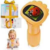 ASPOVEN 1000X Portable Kids Digital Microscope with Screen (Orange) | Rechargeable Microscope with 8 LED Lights, Science Expe