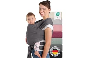 Laleni Tragetuch Baby neugeboren bis 15 kg aus weicher Baumwolle - Babytrage Neugeborene ab Geburt - OEKO-TEX zertifiziertes Tragetuch Kleinkind - Wickeltuch Baby mit 5,10 m Länge - Babytuch in Grau