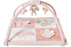 Nattou Mata do raczkowania z łukiem do zabawy i 25 zajęciami, poliester, lis i królik, ok. 80 x 90 cm, Alicja i pomma, różowy/biały