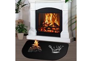 JUKIBOLE Tapis de Cheminée Ignifuge, 80 x 50 cm Tapis Anti Feu Devant Cheminee, Résistant au Feu Tapis de Protection Thermique pour Protège Le Sol des Brûlures pour Barbecues, Patios, Poele a Bois, Noir