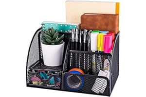 ISO TRADE Desk Organizer 6 Black compartments and 1 Drawer for Home Office 15987 Organizatory szafkowe, Wielobarwny, Wyjątkowy