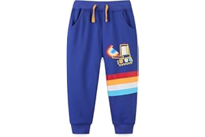 TEDD Pantaloni per Ragazzi Bambino 100% Cotone con Stampe Dinosauro Razzo Escavatore Jogging Comfortevoli per Gioco e Quotidiano Taglie 1-7 Anni