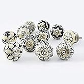 Set Di 10 Pomelli In Ceramica Fiore Vintage - Bianco Crema, Per Mobili E Cassetti - Foto 9