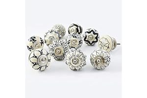 KNOBSWORLD - 10 Stück Keramikgriffe für Küchenschrankgriffe und Schubladen - Schwarz und Weiß