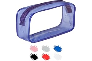 Soul Projekt Estuche Escolar Transparente para Estudiantes, Grande Morado, Exámenes, Estuche Organizador para Viaje de Maquillaje para Mujeres, Neceser Portátil Impermeable, Bolsa de Maquillaje de PVC