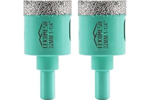 LEKOMESH Broca de Diamante - 2piezas 32MM Sierra de Corona con Vástago Triangular para Porcelánico Cerámica Mármol Granito Piedra Cuarzo,Punte Diamantate Brasate Sottovuoto