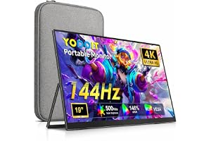 Yodoit 19" 4K 144Hz Portable Monitor UHD 3840x2160 IPS Second External Display Laptop Screen Extender