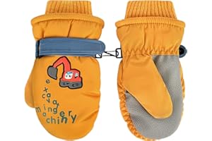 LeapBeast Guantes de Esquí para Niños 3-5 Años, Guantes Impermeables de Térmicos Calientesa Prueba de Viento de Invierno - TPU - Forro Polar