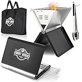 JIMMY BURNS Campinggrill Holzkohle Edelstahl | [Notebook Design] | für 2-4 Personen | Barbecue Klappgrill für Camping, Outdoo