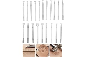 BIKING Poinçon de Timbre en Cuir, 20 Pièces Poinçon de Timbre en Cuir Estampage Motif de Sculpture Outil de Fabrication de Moule de Gaufrage de Maroquinerie