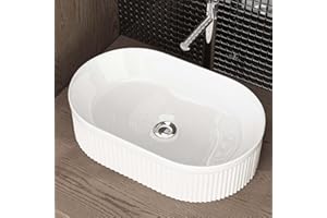 Waschbecken24 Lavabo da appoggio | qualità premium | facile installazione | design moderno (49 x 31 x 13 cm, bianco/A682)
