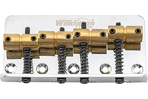 MUSICLILY Wilkinson WOB41 57mm(2-1/4 inch) 4-String Bass Bridge Brass Saddles for Precision/Jazz Bass, Chrome