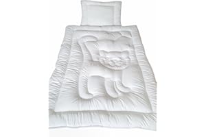 TM Maxx Baby Set Kinderdecke Bettdecke Decke U-Kissen Steppbett mit Kissen • Decke 100x135cm • U-Kissen 40x60cm • Kätzchen Motiv Weiß Zarte Mikrofaser Öko-Tex 100 Nachhaltiges Produkt