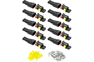 Binnan 10 Piezas Conector Electrico Impermeable, Impermeable del Coche Conector, Clavija Conector, 2 Pines Conector Coche, Conector de Cable Enchufe Impermeable para Automóviles Moto Barcos Camiones