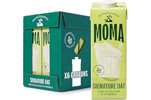 MOMA - Signature Oat Drink - 1L x 6 • 100% Plant-Based & Vegan • Made with British Wholegrain Oats • Low in Saturated Fat • No Added Sugar • Enriched with Vitamins