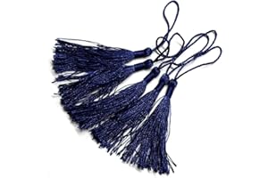 QPSUPPLIES 20 Navy (Dark Blue) Silky Fluffy 13.5cm Tassels for Curtains, Cushions, Art and Wedding Decoration