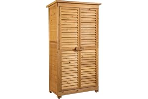 Wiltec Trädgårdsskjul med lamelldörr i granträ med bitumentak 870 x 465 x 1600 mm för trädgård, uteplats & balkong förråd för