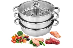 GENERATION FASHION New 3 Tier Steamer Induction Steam Steaming Pot Stainless Steel Kitchen Cookware 22cm Cooking Pot Usable Home Kitchen Cookware