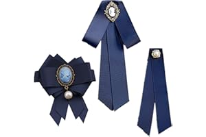 JinYu 3 Pcs Bowknot Rhinestone Ribbon Bow Brooch Pre-Tied Bow tie for Women Neck Tie Wedding Party Christmas Gifts Ceremony (Blue)