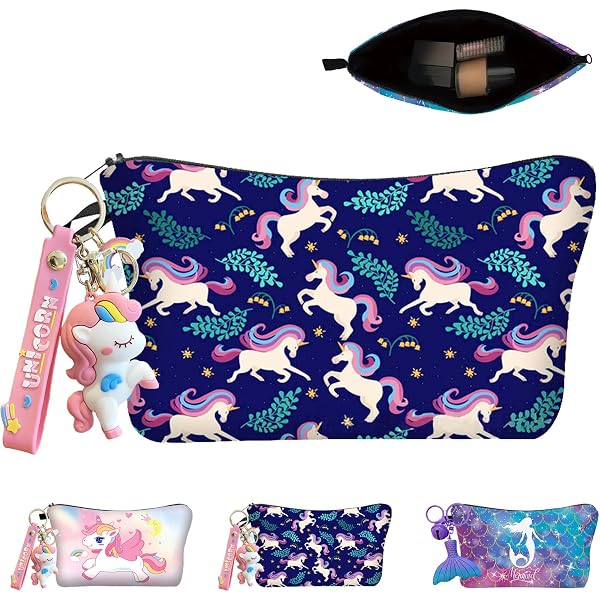 Große Make-up-Tasche Mit Einhorn-Design – Wasserdicht, Faltbar, Mit Netzfächern
