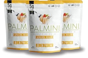 PALMINI Pâtes Cheveux d’Ange - Spaghetti – Cœurs de palmier – Vegan | Sans OGM – Faible en calories – Faible en glucides – Keto – Sans Sucre – Casher – 338g | (Pack de 3)