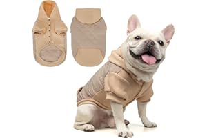 KOOLTAIL Dog Hoodie for Small Medium Large Dogs - Waterproof Warm Dog Jacket Coat with Leash Hole, Cold Winter Soft Pet Sweater Hat Hooded Sweatshirt Clothes Outfit for Puppy Cats Girls Boys Beige M