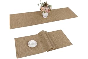 SHACOS Camino de Mesa de PVC Plastico Aislante Resistente a Las Manchas Antideslizante Lavable Camino de Mesa Bambú Decoración del Hogar 30x180 cm