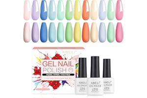 AIMEILI Pastel Esmaltes Semipermanentes para Uñas Verano en Gel UV LED, Kit de Esmaltes de Uñas UV LED Pintauñas Soak Off 12 Colores 8ml - Set 9