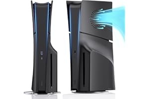 Nepagz Faceplates Funda de Carcasa Placa de Repuesto para PS5 Slim Disco Version Console, con ventilación de refrigeración, Placas Laterales Duras a Prueba de Golpes Funda de Carcasa - Negro