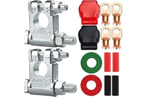 QAQGEAR Battery Terminal Connectors Positive Negative Top Post Battery Terminals Clamp Quick Release Disconnect Kit with Heat Shrink Tubing for Car Boat Marine RV Vehicles,etc