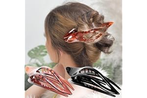 RC ROCHE ORNAMENT 2 pezzi clip di capelli barrette oscillante francese per le signore delle ragazze ferma stretta senza scivolare capelli di alta qualità pinning up, medio nero e marrone