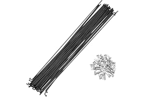 A ABSOPRO 36 Piezas Radios de Bicicleta 14G de 45 Acero Negro con 36 Pezones para Radios de Rueda de Bicicleta de Montaña MTB