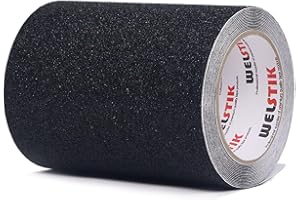 WELSTIK 15CM x 5M Anti-slip Adhesive Tape, Non Slip Tape Improving Grip, Strong Adhesive Safety Sticker for Indoor and Outdoor, for Work Safety, Home Safety, Black