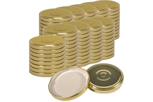 Oputec Lot de 100 couvercles à visser TO 82 dorés – Couvercles de rechange pour bocaux de conservation | Couvercles Twist Off hermétiques et adaptés à un usage alimentaire | Couvercles pour confiture