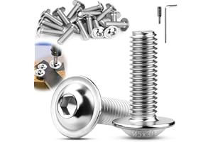 TXXATX Vis M5x30mm Vis à Tête Bombée en Acier Inoxydable 30pcs Boulon à Tête Plate M5 à Six Pans Creux ISO 7380-2 Inoxydable A2 V2A pour Fabrication Meubles Structures Véhicules
