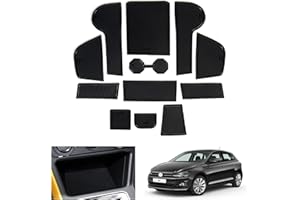 GAFAT 2018-2025 2026 V-W Polo MK6 Non-Slip Mats, Polo 2024 Rubber Mats for Centre Console, Door Seam, Compatible with VW Polo MK6 Accessories (Black)