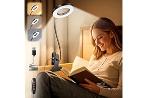 ONE FIRE Clip on Light Reading Light, USB Desk Lamp, 50LED Reading Lamp, 3 Colors Book Light 10 Brightness Clip on Lamp,Flexible Desk Lamp USB Reading Light for Books in Bed Bedside Lamps