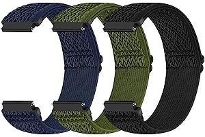 Yunshare Quick Release Watch Strap 22mm 20mm 19mm 18mm, Elastic Nylon Watch Bands Women Men for Samsung Galaxy Watch/Garmin/Fossil/Amazfit/Huawei Replacement Watch Band, 3pcs