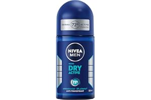 ‎NIVEA MEN NIVEA MEN Dry Active Deo Roll-On, effektives Antitranspirant mit 72h Schutz für ein trockenes Hautgefühl, antibakterielles Deodorant mit Dual Active Formel (50 ml)