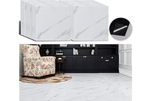 VEELIKE Autocollant de Carrelage de Salle de Bain étanche pour Mur Amovible 30cm x 30cm PVC Autocollant de Sol en Marbre Blanc Auto-adhésif pour Dosseret de Cuisine étanche à l'huile Vinyl 24 Pièces