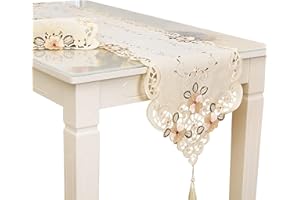 Rehomy Runner da tavolo, decorazione per tavolo da tè vintage, ricamato a fiori (40x176cm/15.7x69.3")