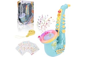 Yideng Saxophone Jouet pour Enfants, Saxophone 8 Notes en Plastique avec Instruments de Musique de Musique Jouet éducatif précoce pour bébé Enfants Garçons Filles (Bleu)